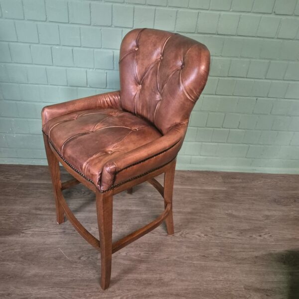 Set Chesterfield Barkrukken Leder Cognac - Afbeelding 7
