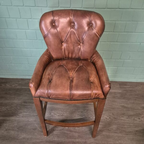 Set Chesterfield Barkrukken Leder Cognac - Afbeelding 5