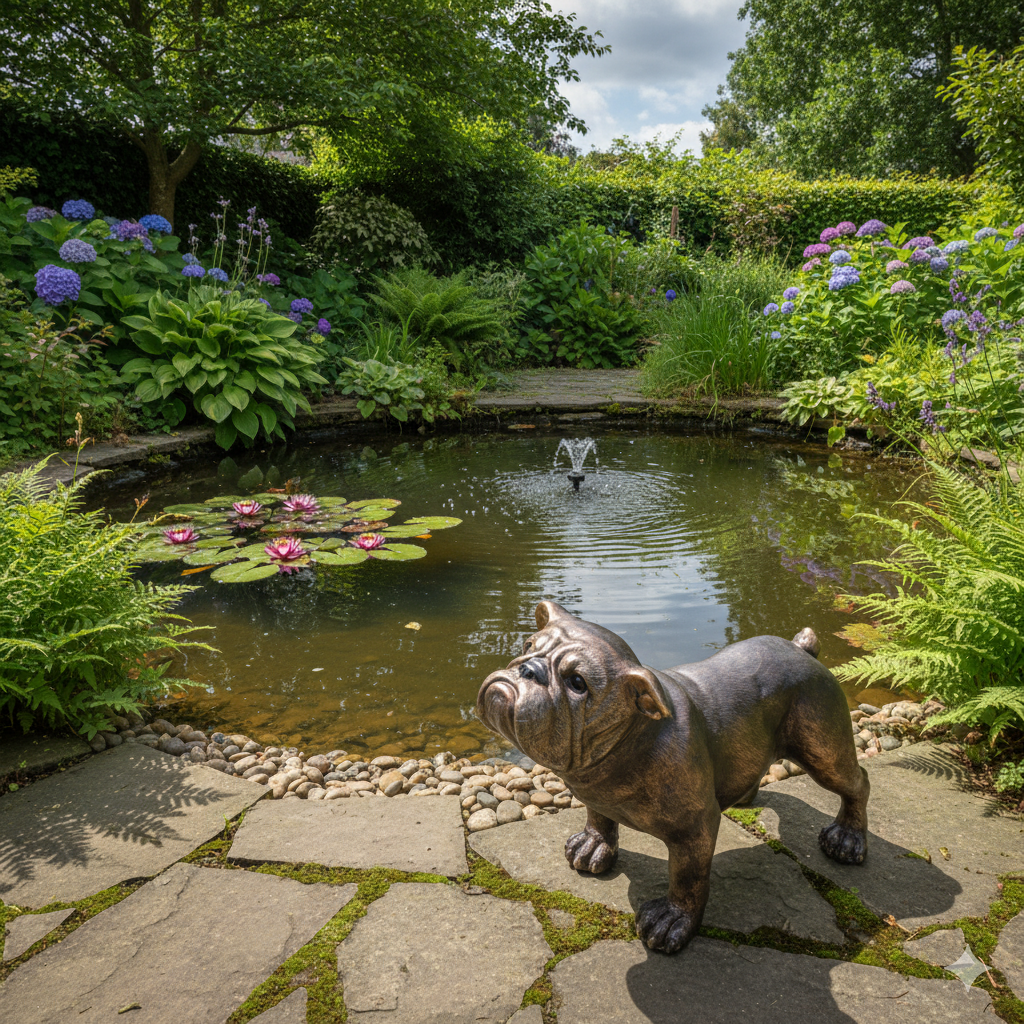 Beeld Hond Bulldog Brons 0,72 m - Afbeelding 2