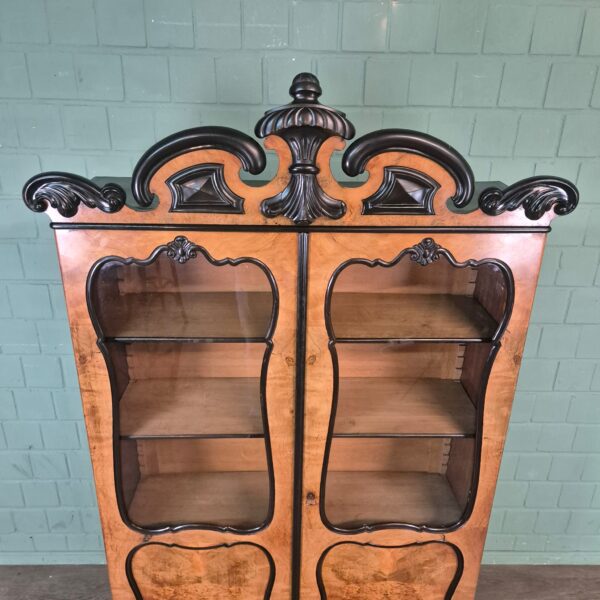 Vitrinekast Biedermeier 1860 Noten - Afbeelding 8