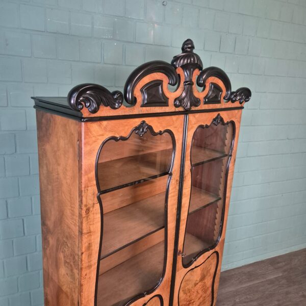 Vitrinekast Biedermeier 1860 Noten - Afbeelding 4