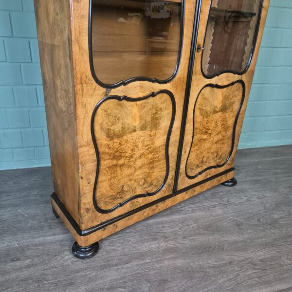 Vitrinekast Biedermeier 1860 Noten - Afbeelding 5