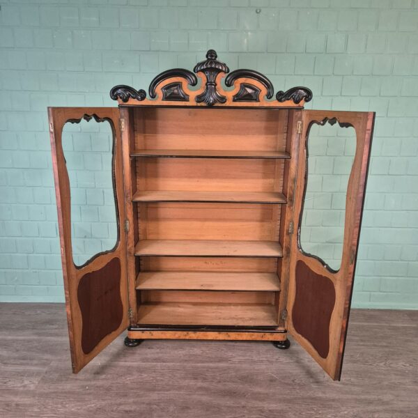 Vitrinekast Biedermeier 1860 Noten - Afbeelding 10