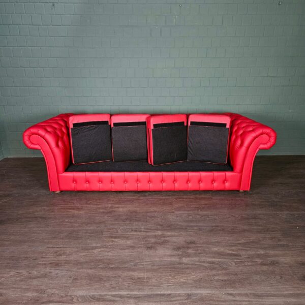 Chesterfield Bank Leder Rood 2,60 m - Afbeelding 8