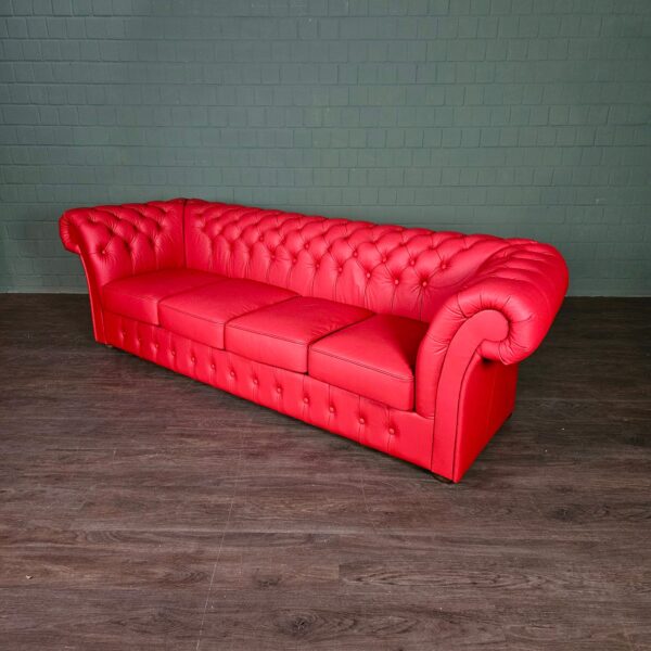 Chesterfield Bank Leder Rood 2,60 m