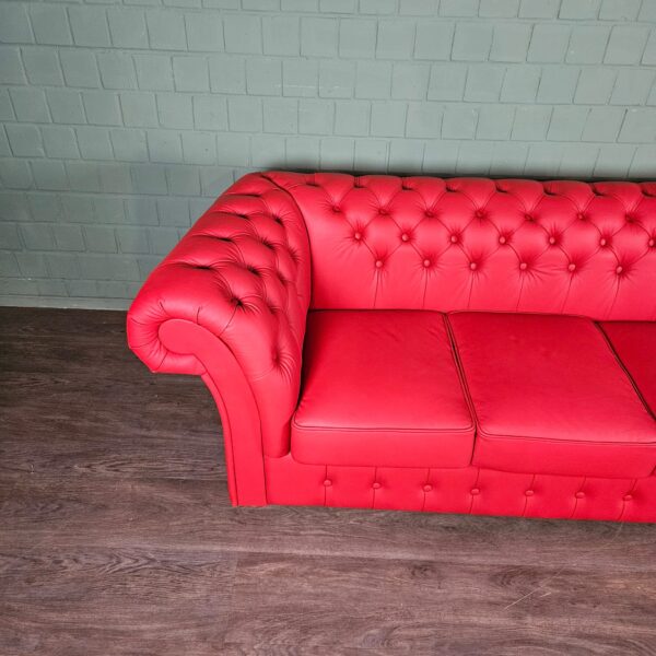 Chesterfield Bank Leder Rood 2,60 m - Afbeelding 5