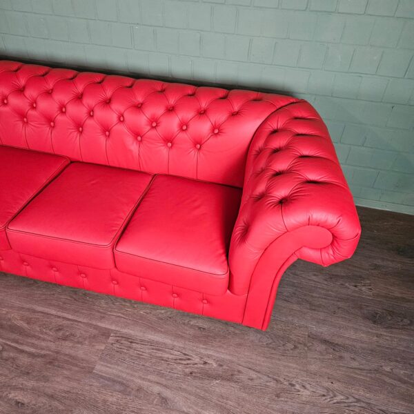Chesterfield Bank Leder Rood 2,60 m - Afbeelding 7