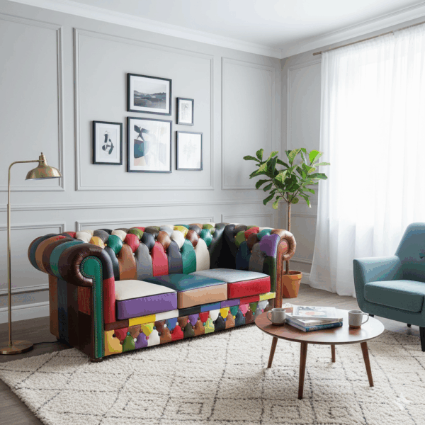 Chesterfield Bank Leder Model Carnaval 2,00 m - Afbeelding 2