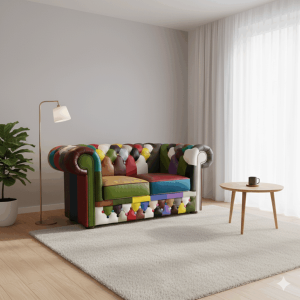 Chesterfield Bank Leder Model Carnaval 1,63 m - Afbeelding 2