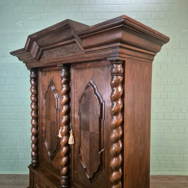 Kast Kledingkast Neo-barok 1910 Eiken - Afbeelding 9