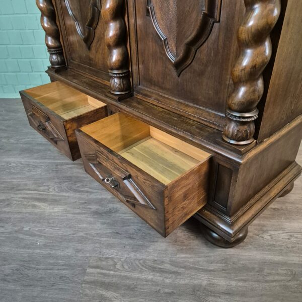 Kast Kledingkast Neo-barok 1910 Eiken - Afbeelding 17