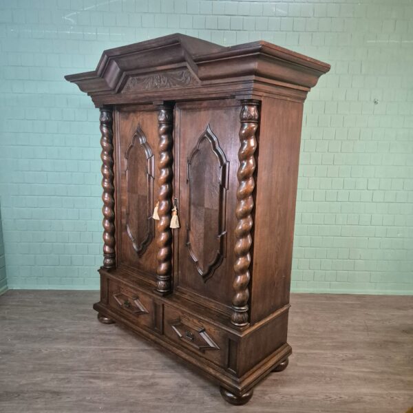 Kast Kledingkast Neo-barok 1910 Eiken - Afbeelding 4