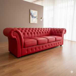 Chesterfield Bank Leder Rood 2,60 m