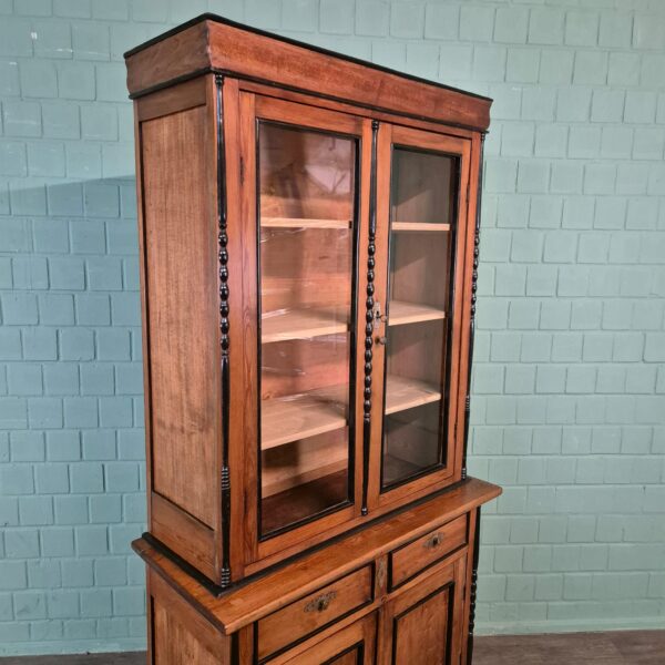 Vitrine Servieskast Louis Philippe 1860 Berkenhout - Afbeelding 5