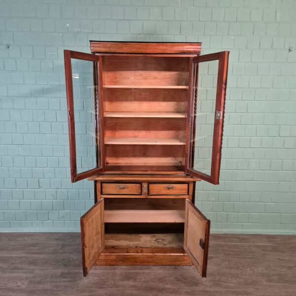 Vitrine Servieskast Louis Philippe 1860 Berkenhout - Afbeelding 13