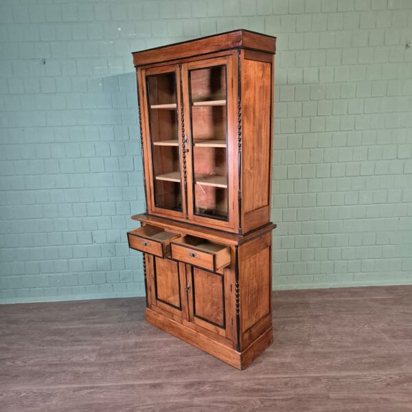 Vitrine Servieskast Louis Philippe 1860 Berkenhout - Afbeelding 14