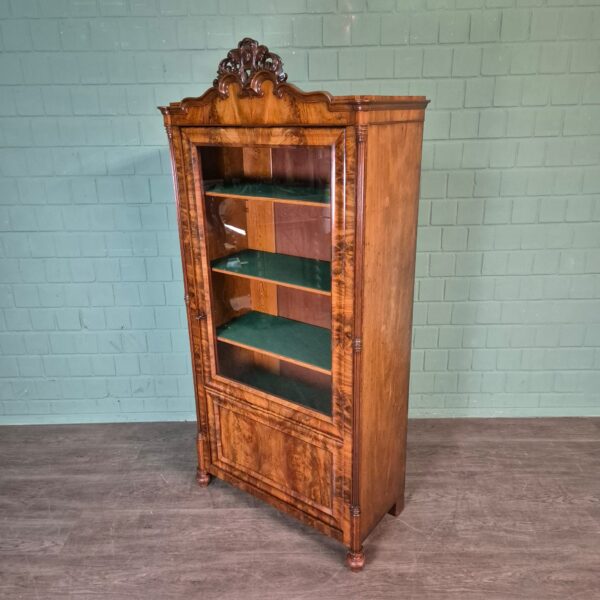 Servieskast Vitrine Biedermeier 1860 Noten - Afbeelding 4