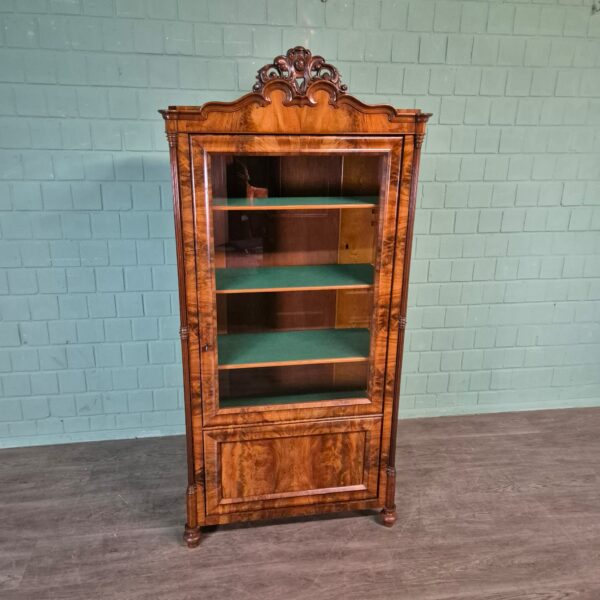 Servieskast Vitrine Biedermeier 1860 Noten - Afbeelding 3
