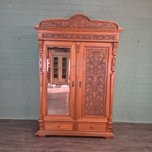 Kast Kledingkast Jugendstil 1910 Eiken - Afbeelding 4