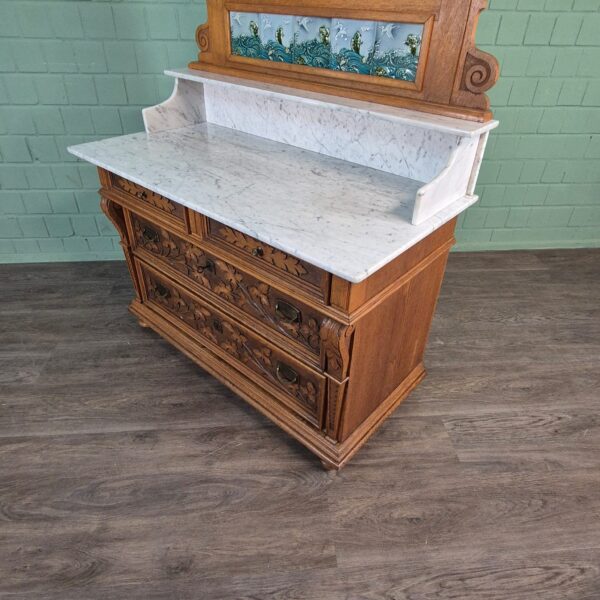Wascommode Jugendstil 1910 Eiken - Afbeelding 7