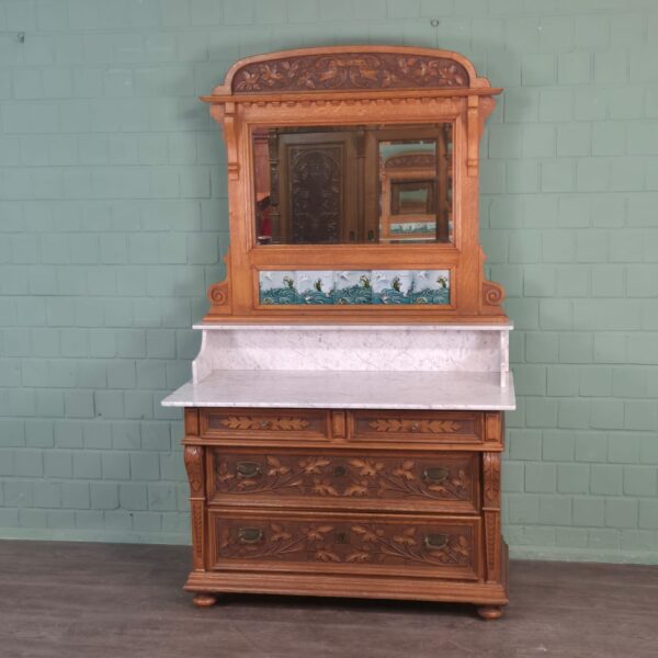 Wascommode Jugendstil 1910 Eiken - Afbeelding 4