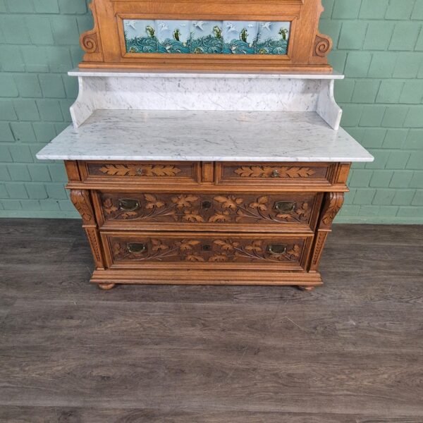 Wascommode Jugendstil 1910 Eiken - Afbeelding 17