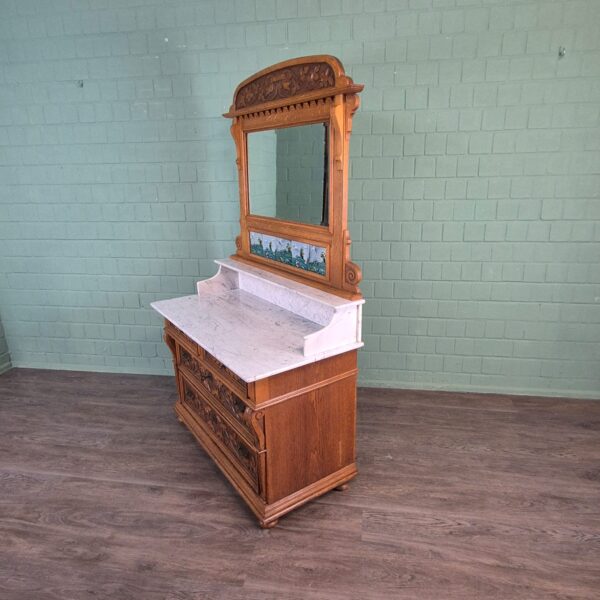 Wascommode Jugendstil 1910 Eiken - Afbeelding 5