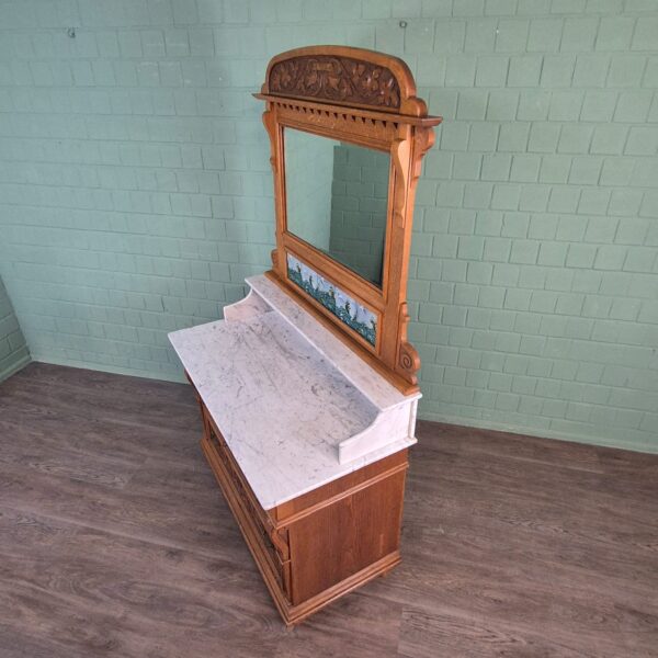 Wascommode Jugendstil 1910 Eiken - Afbeelding 6