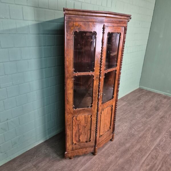 Hoekkast Biedermeier 1850 Noten - Afbeelding 4