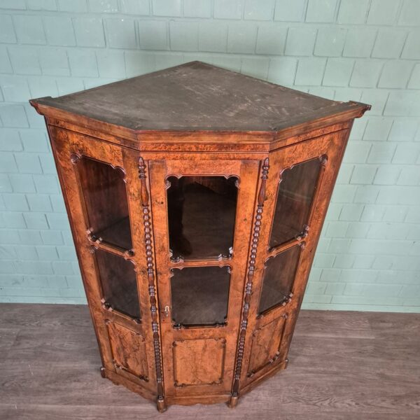 Hoekkast Biedermeier 1850 Noten - Afbeelding 5