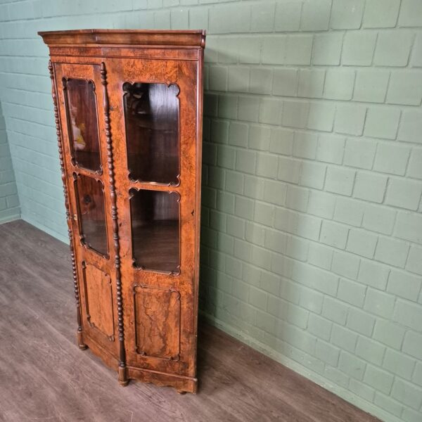 Hoekkast Biedermeier 1850 Noten - Afbeelding 6