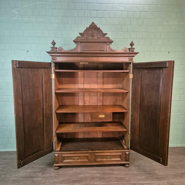 Kast Kledingkast Gründerzeit 1890 Eiken - Afbeelding 13