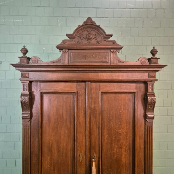 Kast Kledingkast Gründerzeit 1890 Eiken - Afbeelding 10