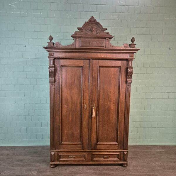 Kast Kledingkast Gründerzeit 1890 Eiken - Afbeelding 3
