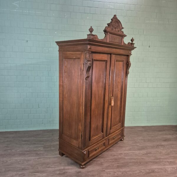 Kast Kledingkast Gründerzeit 1890 Eiken - Afbeelding 4