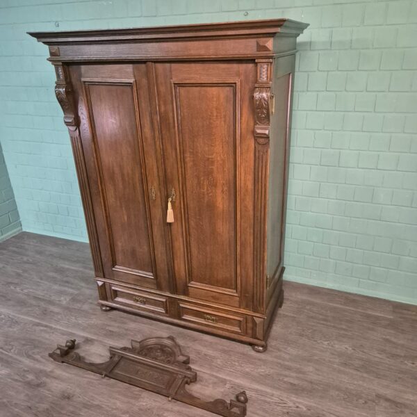 Kast Kledingkast Gründerzeit 1890 Eiken - Afbeelding 22