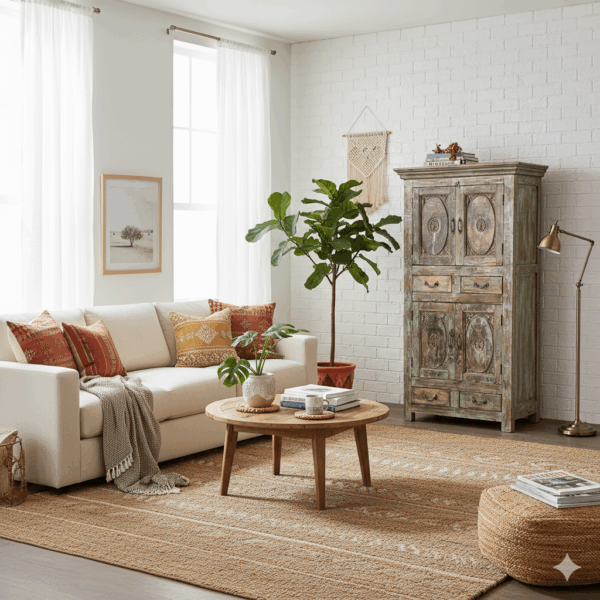 Kast Massief Hout Shabby-Chic 1,00 m - Afbeelding 2
