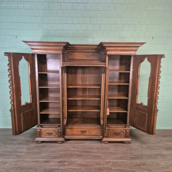 Vitrine Kast Neo-barok 1890 Eiken - Afbeelding 17