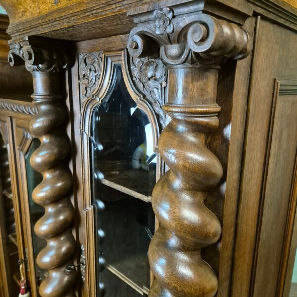 Vitrine Kast Neo-barok 1890 Eiken - Afbeelding 15