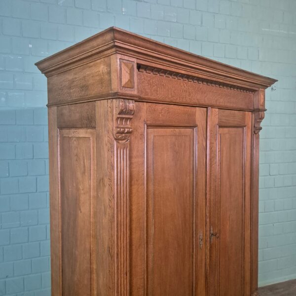 Kast Kledingkast Gründerzeit 1880 Eiken - Afbeelding 5