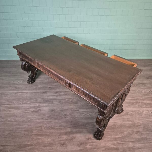 Bureau met Bureaustoel Eiken Neo-barok 1920 - Afbeelding 6