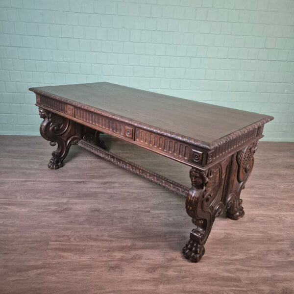 Bureau met Bureaustoel Eiken Neo-barok 1920 - Afbeelding 5
