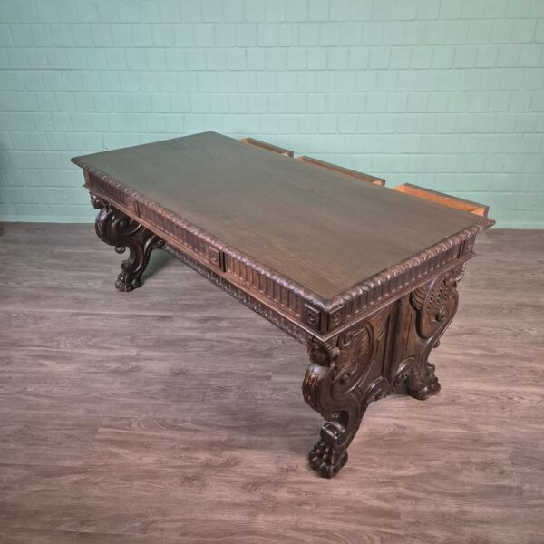 Bureau met Bureaustoel Eiken Neo-barok 1920 - Afbeelding 4