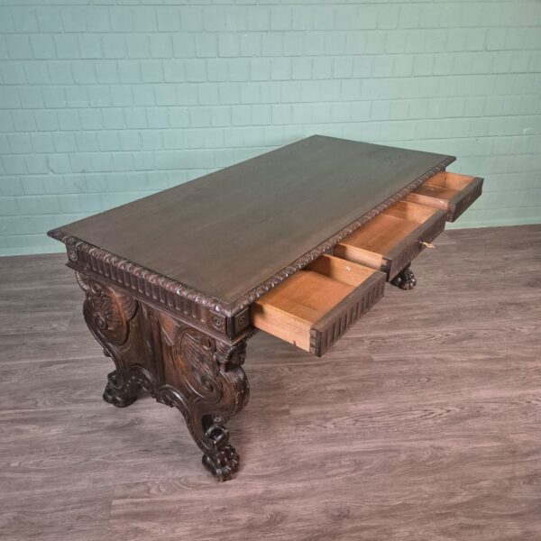 Bureau met Bureaustoel Eiken Neo-barok 1920 - Afbeelding 13