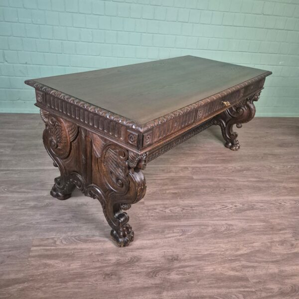 Bureau met Bureaustoel Eiken Neo-barok 1920 - Afbeelding 7