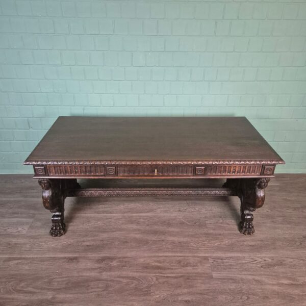 Bureau met Bureaustoel Eiken Neo-barok 1920 - Afbeelding 8