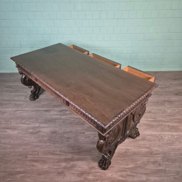 Bureau met Bureaustoel Eiken Neo-barok 1920 - Afbeelding 15