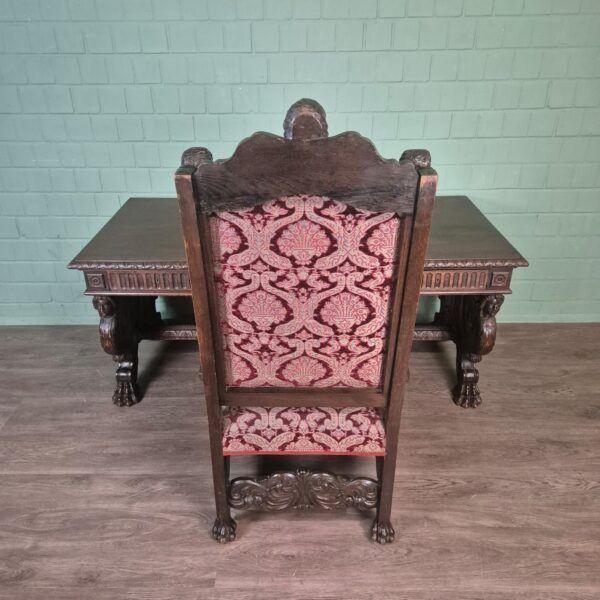 Bureau met Bureaustoel Eiken Neo-barok 1920 - Afbeelding 3