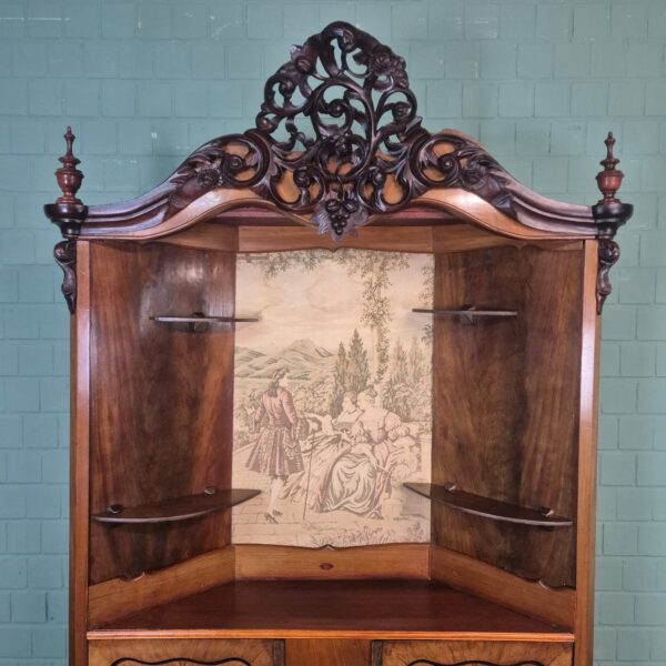 Hoekkast Biedermeier 1860 Noten - Afbeelding 7