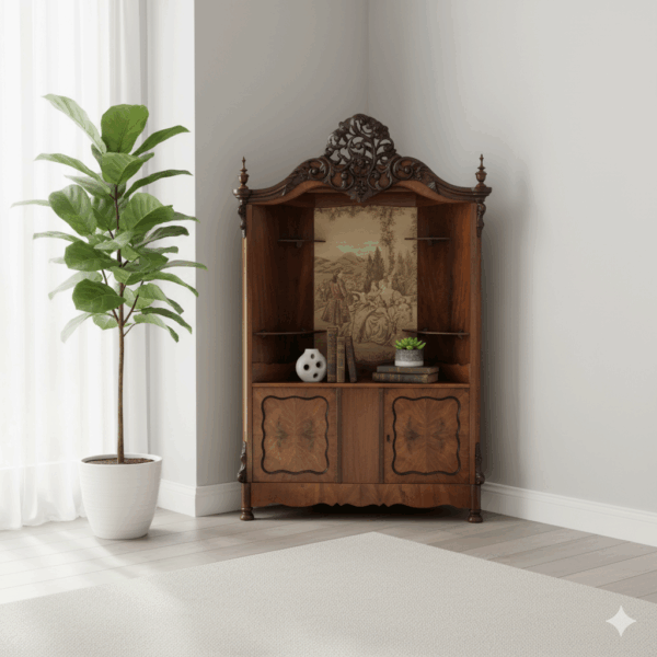 Hoekkast Biedermeier 1860 Noten - Afbeelding 2